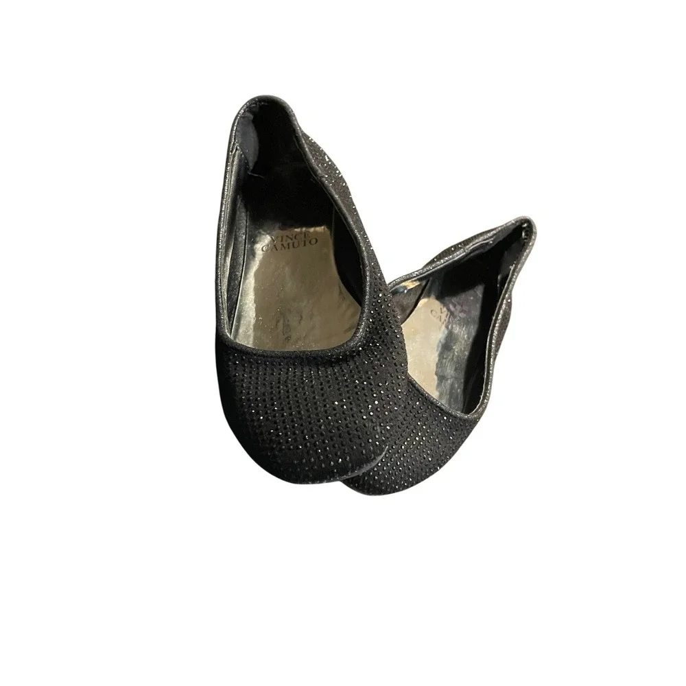 Vince Camuto Sparkly Black Ballet Flats Kids Sz. 13 Rhinestone Slip On